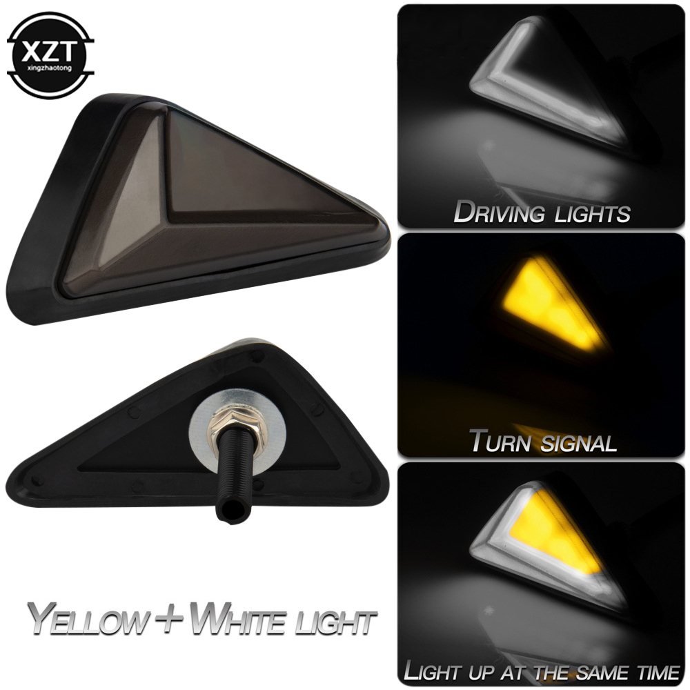 Luz LED de intermitente para motocicleta, triángulo Universal, indicador impermeable, luz intermitente, luz de señal integrada, 2 uds.: Blanco