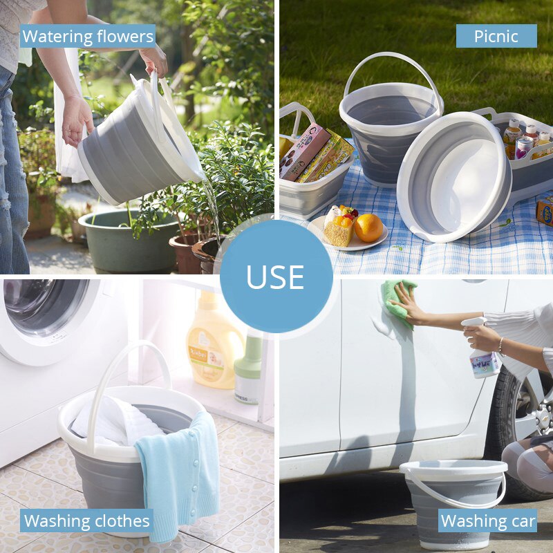 Thick Silicone Collapsible Bucket outdoor Home Portable Folding Bucket for Fishing Washing Supplies Warehouse Home Storage