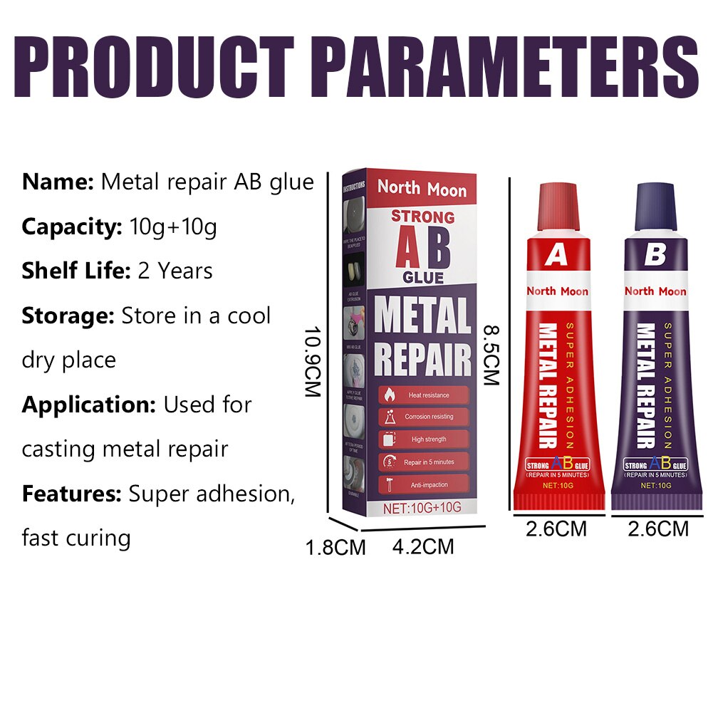 20g AB Metal Epoxy Adhesive Instant Repair Strong Paste Casting Glue Agent Industrial Heat Resistance Cold Weld Glue Gel
