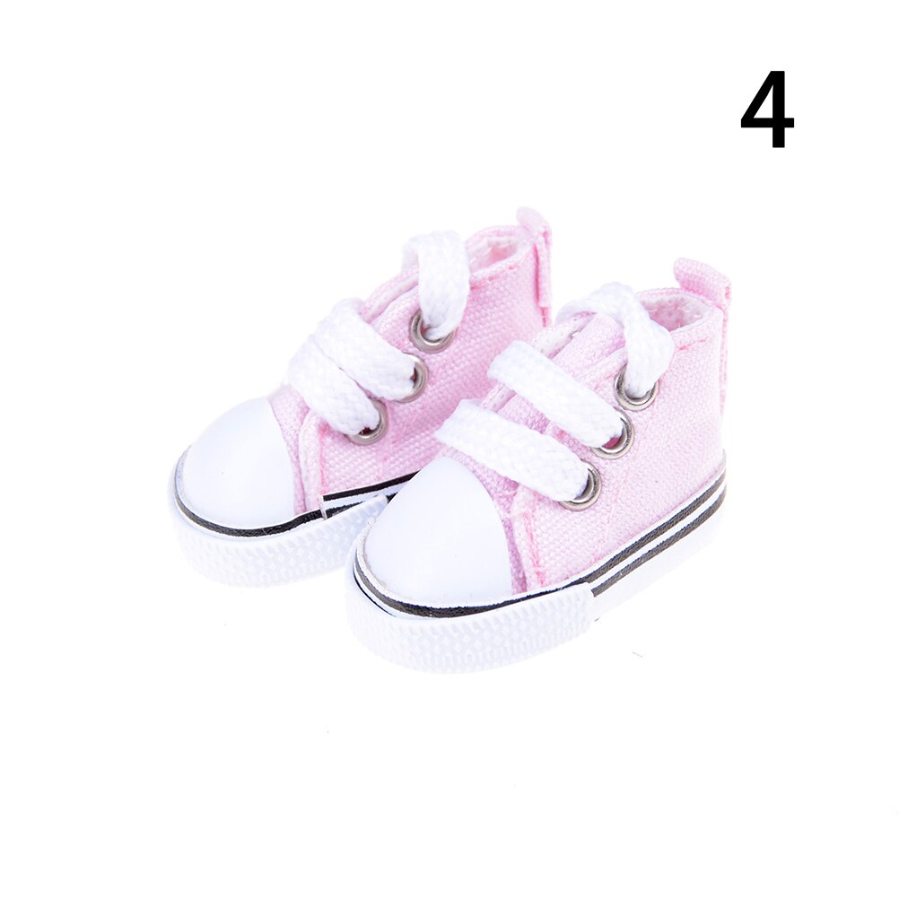 1 par de zapatos de lona para muñeca de Mini zapatos de juguete zapatillas de muñeca para accesorios de muñecas rusas 5cm: pink