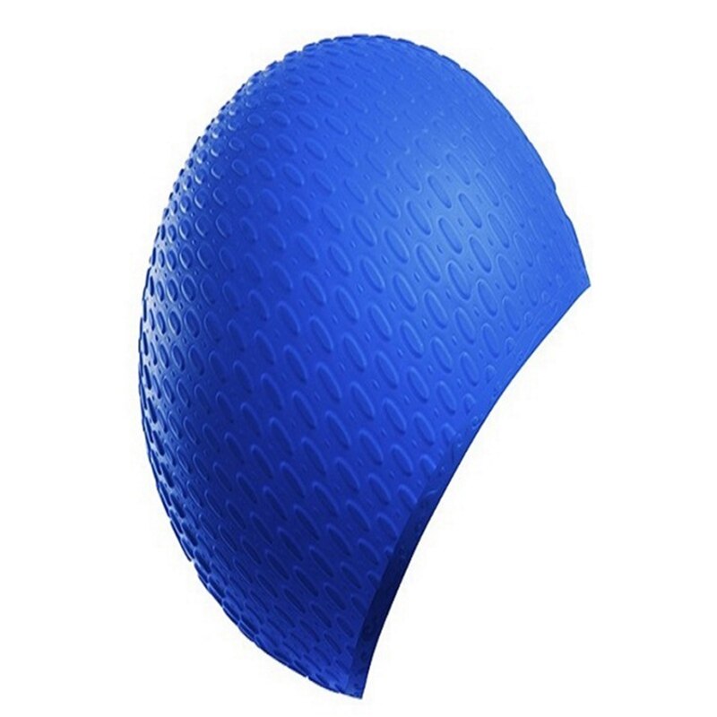 Swim Cap Strap Waterproof Silica Gel Drip Bathing Cap Unisex Flexible Waterdrop Waterproof Protect Ears Swimming Caps: Blue