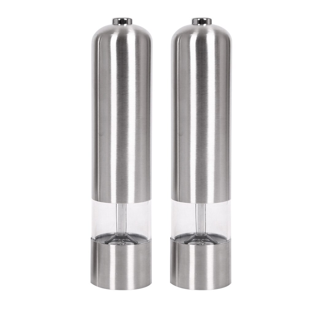 Electric Grinder Stainless Steel Pepper Mill Pepper Grinder Adjustable Automatic One-handed Operation Pepper Milling Tool: 2pcs round