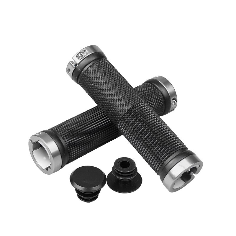 1 pair MTB BMX Road Cycling Handlebar Grips Anti-Skid Rubber Bicycle Grips Mountain Bike Lock On Bicycle Handlebars End Grips: Silver