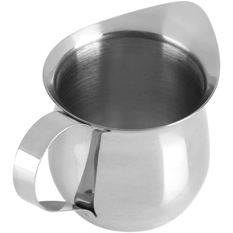 Milk Frothing Pitcher Cup 240Ml And 90Ml, Mirror Finish Stainless Steel Kitchen Cup, Wide Mouth With Pouring Spout