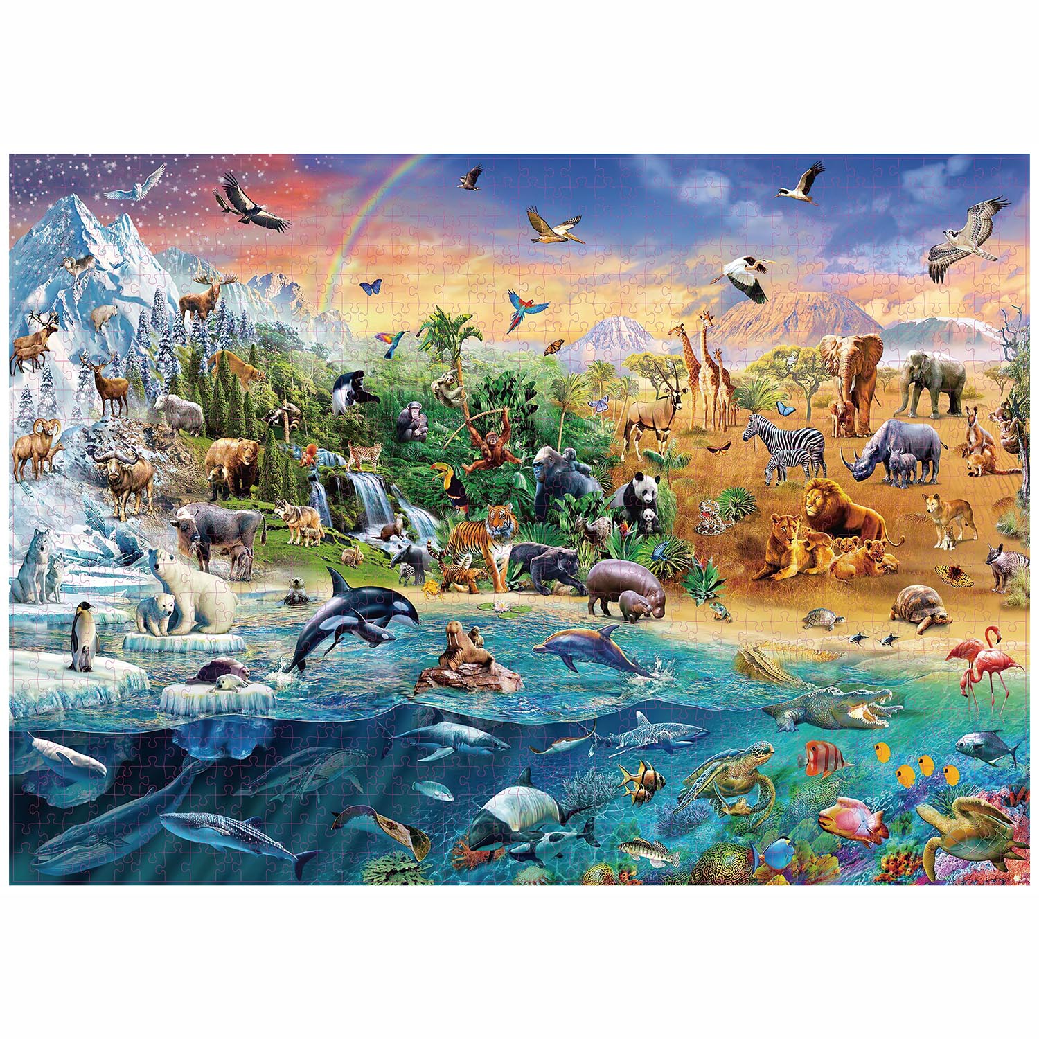 1000- piece animal world puzzles for adults, home decoration, games, family fun, floor puzzles, educational toy for children