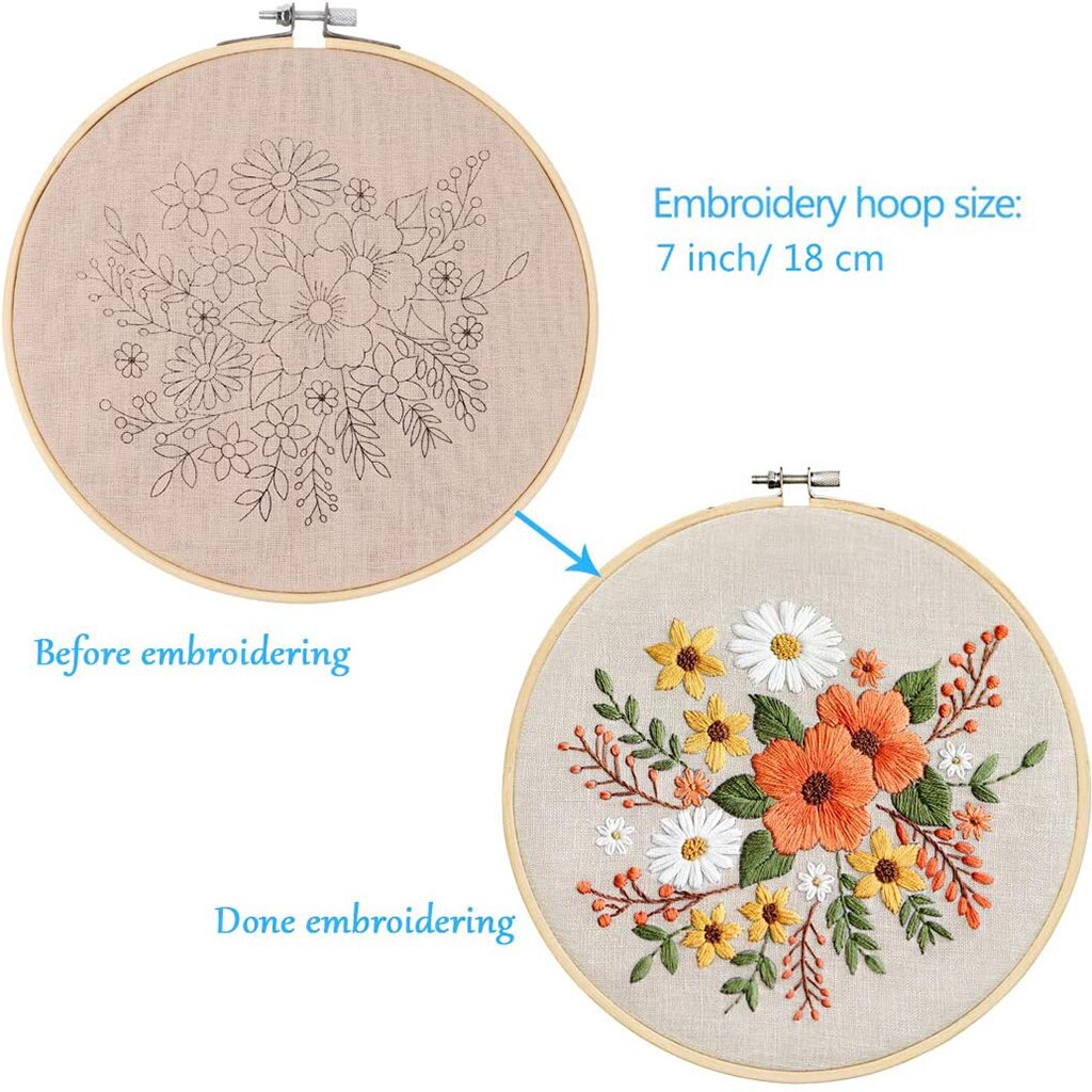 Kit de broderie florale pour débutant, adulte, enfant, bricolage, aiguille, point de croix