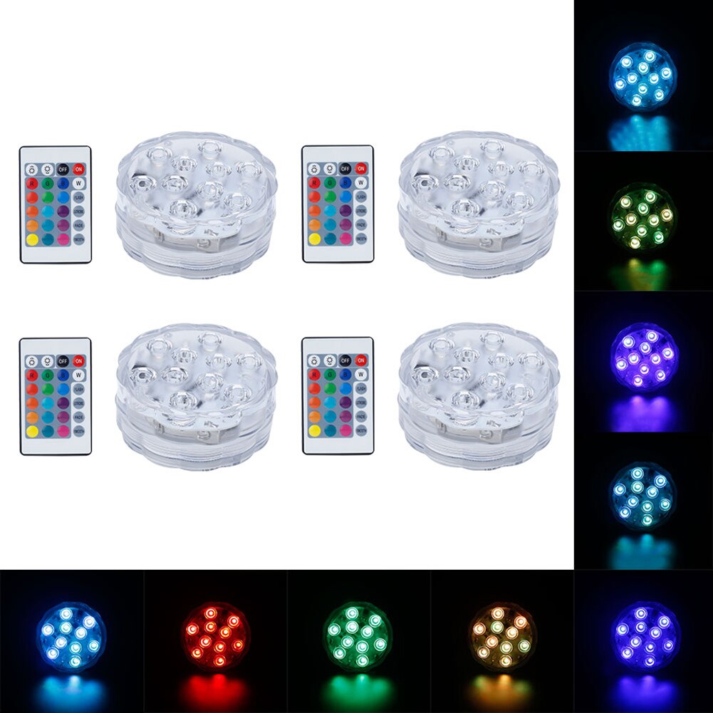 Remote Controlled RGB Submersible LED Lights Battery LED Bulb Underwater Night Lamps Decorative Lights Garden Wedding Decoration