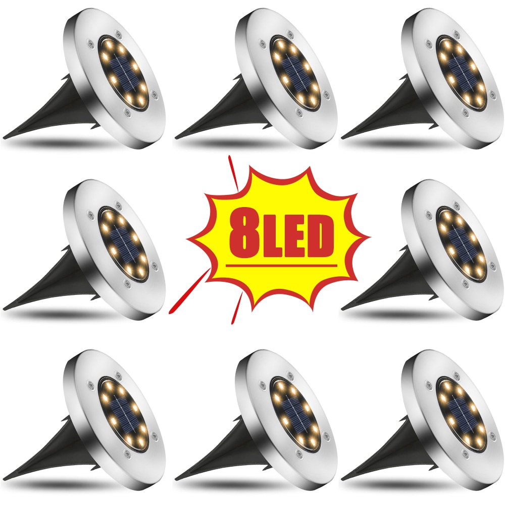 1pc Solar Light Outdoors Waterproof 8 LED Solar Street Light Garden Decor Buried Stair Lamp Underground Decking Solar light