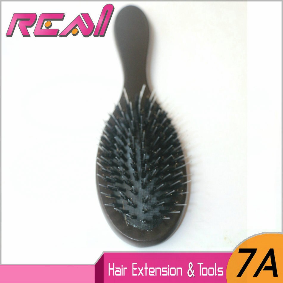 1 stück Wildschwein Borsten Haar Pinsel, Schwarz oder Dunkelbraun Haar Erweiterungen Pinsel, durch Holz Griff + Wildschwein Borsten