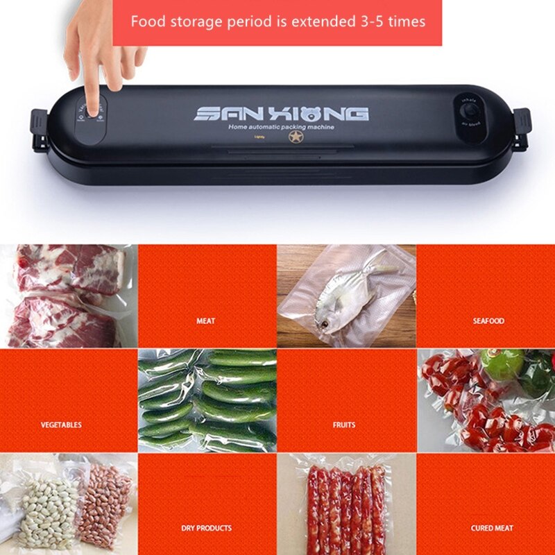Vacuum Food Sealer 220V/110V Automatic Commercial Household Food Vacuum Packing Machine Electric Vacuum Sealer Include 5Pcs Bags
