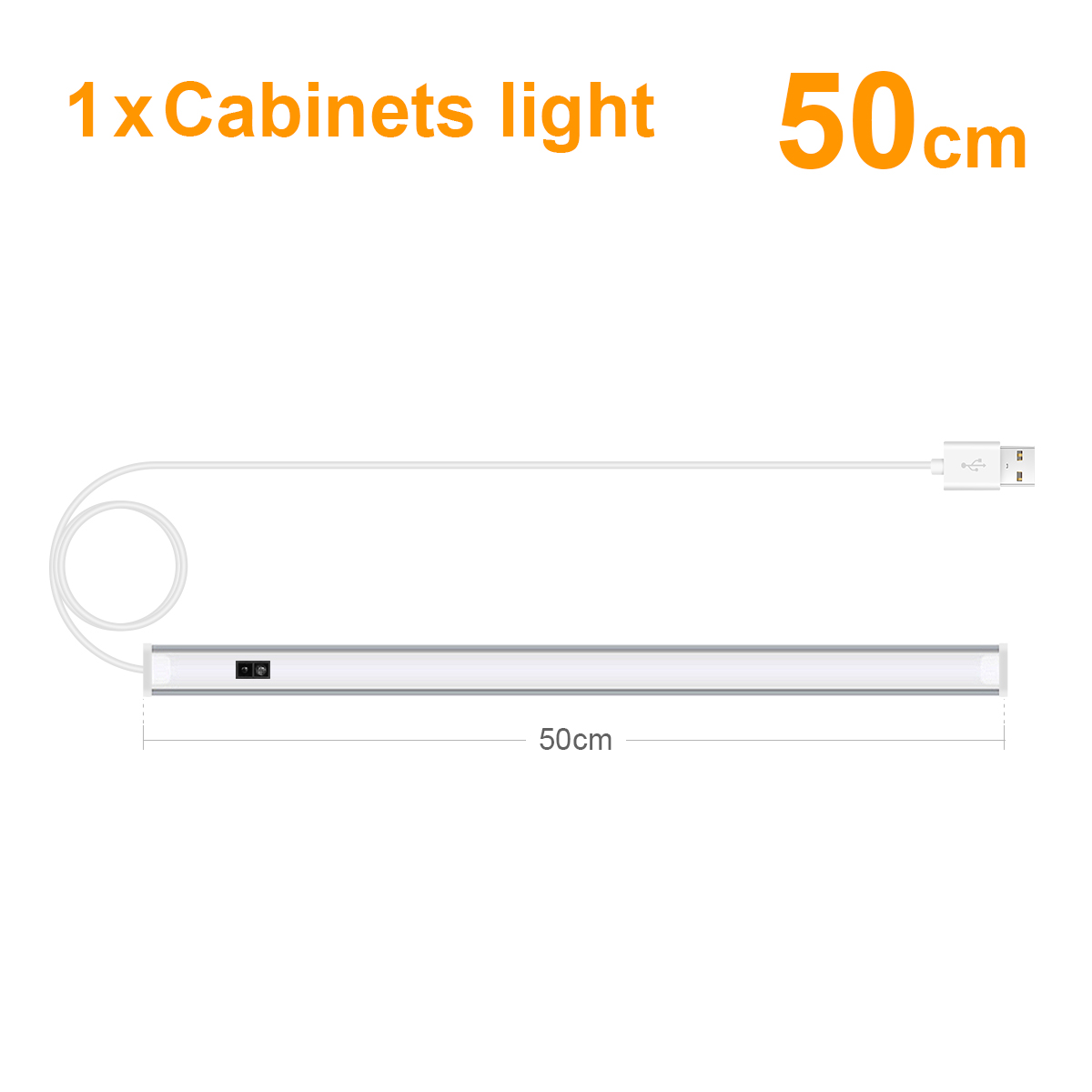 Led-ljusramp i aluminium för köksskåp, beröringsfri rörelsesensorlampa för skåpbänkskiva: Varm vit / Ljusgul