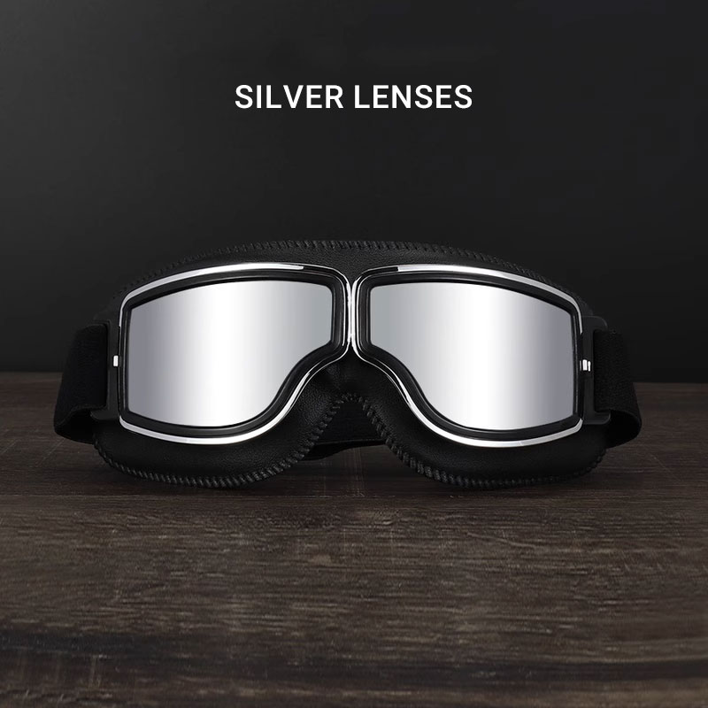 Motorradbrille für Outdoor-Sport, Motorradfahrer, Cafe Racer, Retro, Motocross, Fahrradbrille, Vintage-Ski-Sonnenbrille: Dark Grau