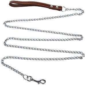 Duurzaam Anti-Bite Metalen Hond Keten Lead Voor Small Medium Grote Hond Keten Leiband Handvat Leads Pu Leer Ijzer ketting Huisdier Accessoires: Coffee