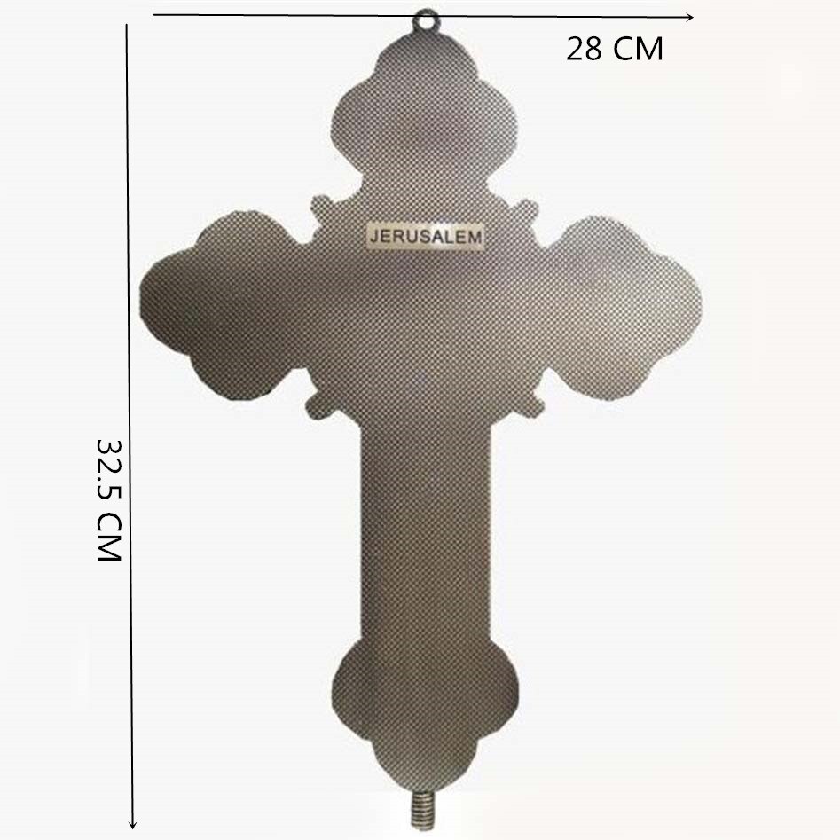 32.5 CM Muur Kruis Carving De Twaalf Apostelen Icoon Jezus Kruis Hanger Ornamenten Jesu Kruisbeeld rood Lam van God INRI desk Decor