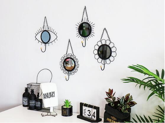 1pc scandinavische make-up kaptafelspiegels haak hangende wandspiegel vrouwen schoonheid make-up spiegels slaapkamer decor opbergrek plank  jl 241