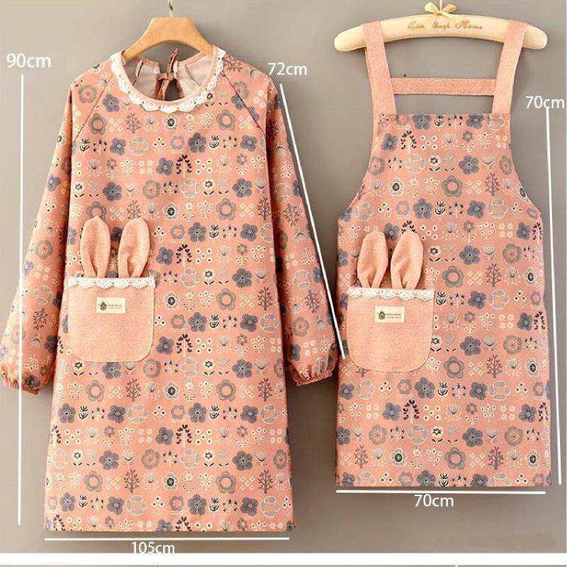Kitchen Apron Household Cooking Smock Work Clothes Flower Printed