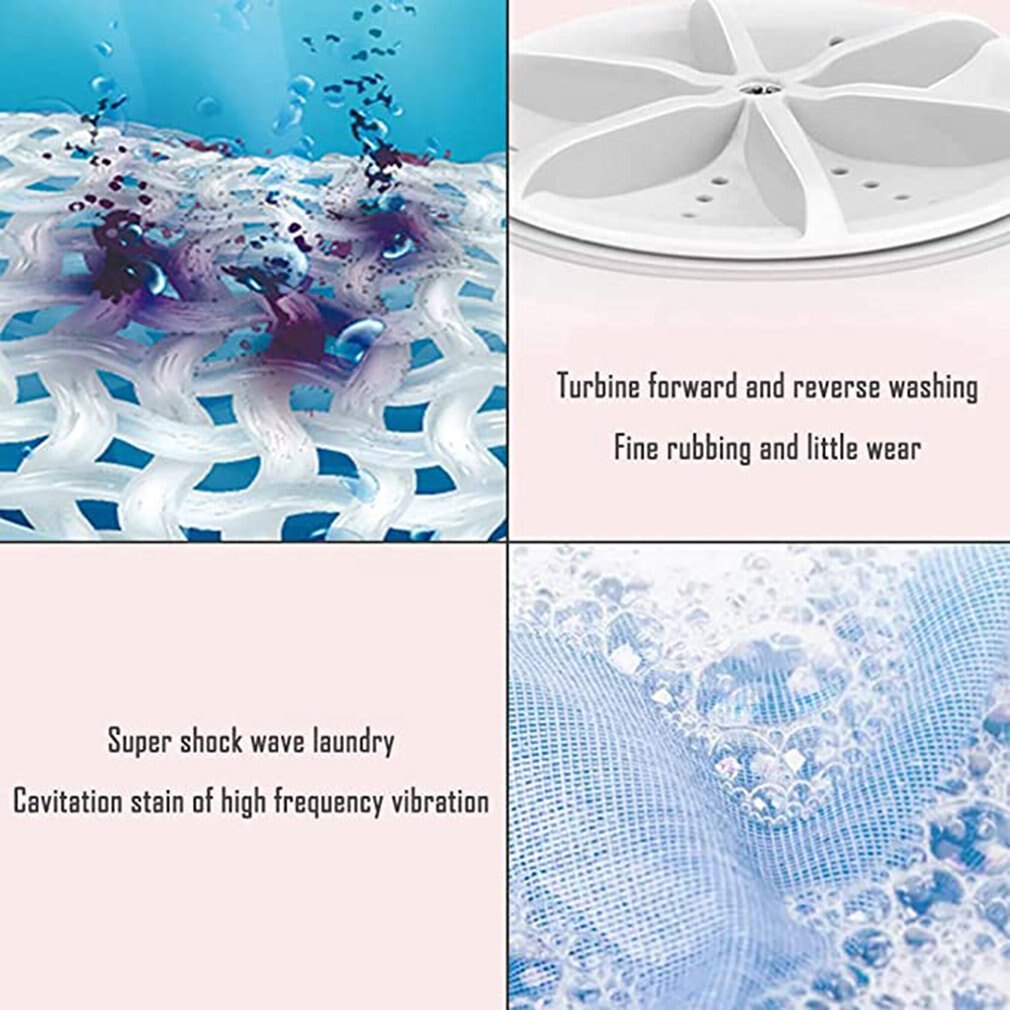 Ultrasonic Portable Mini Turbo Washing Machine With Usb Power Supply Mini Compact Lightweight Personal Washing