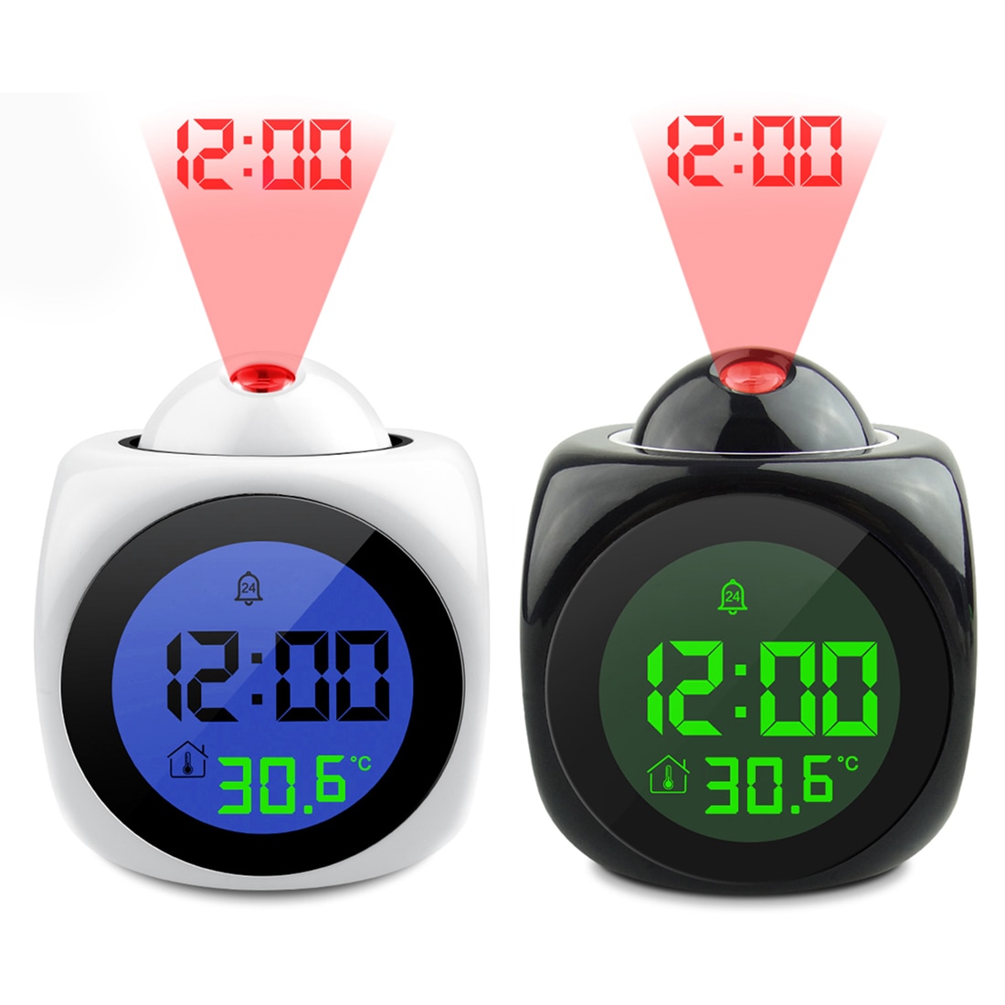 1pc Multifunction LCD Talking Projection Alarm Clock Time & Temp Display