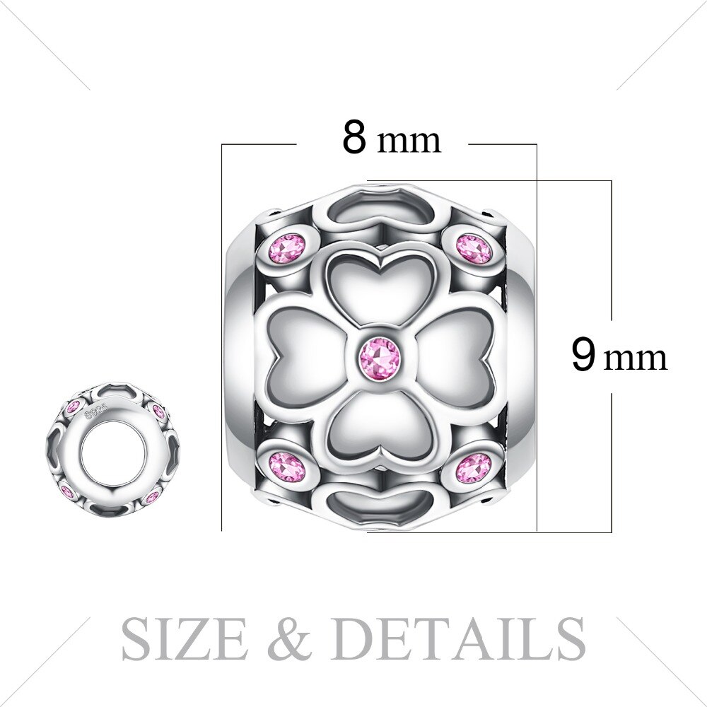 JewelryPalace Clover Flower 925 Sterling Silver Beads Charms Silver 925 Original For Bracelet Silver 925 original Jewelry Making