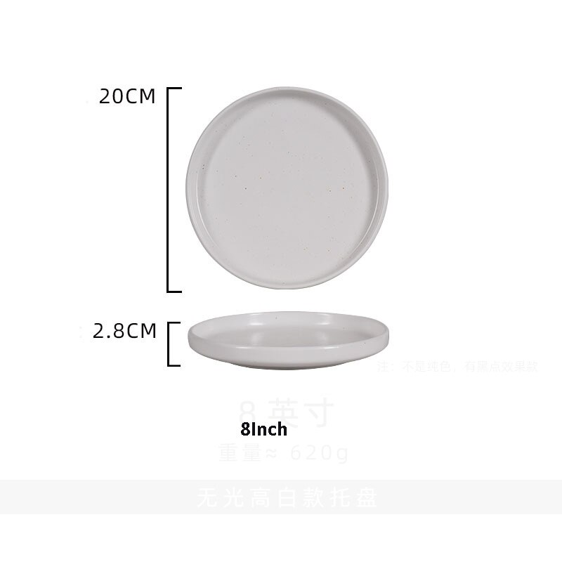 Platos de cerámica PARA CENA, bandeja de comida occidental para carne, plato plano grueso de borde recto para ensalada, Pasta, vajilla de cocina: 8Inch Flat Tray2