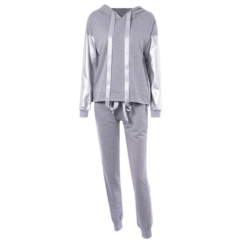 Ladies Solid Tracksuit Women Set Top Pants Suit Female 2 Piece Set Women Hoodies Pant Clothing Set Warm Newest Clothes#3: XL / Grijs