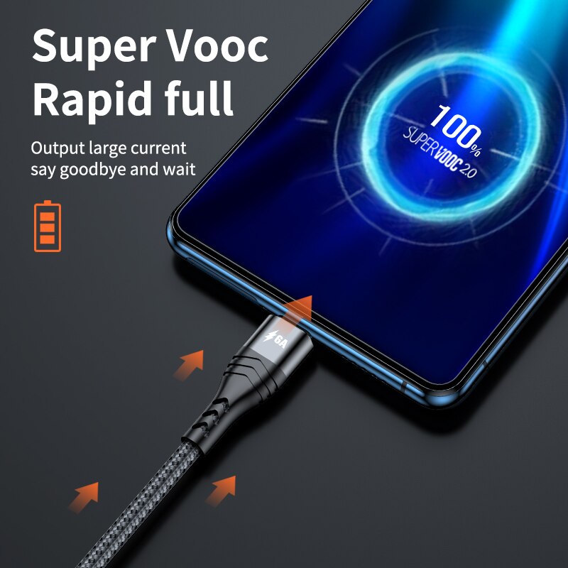 3 in 1 65w supervooc 2.0 schnellladekabel für oppo find  x2 pro, reno 5, 4 ace 2 x20, realme 8 x2 x50 pro, superdart flash charger