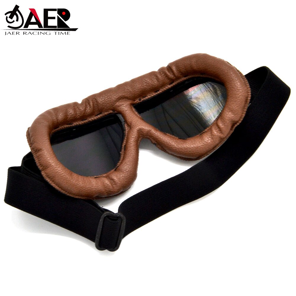 Jaer 100% Helm Bril Met Zilveren Lens Motorfiets Goggle Vintage Piloot Biker Leer Voor Motorcycle Bike Atv Goggle 5 Kleuren