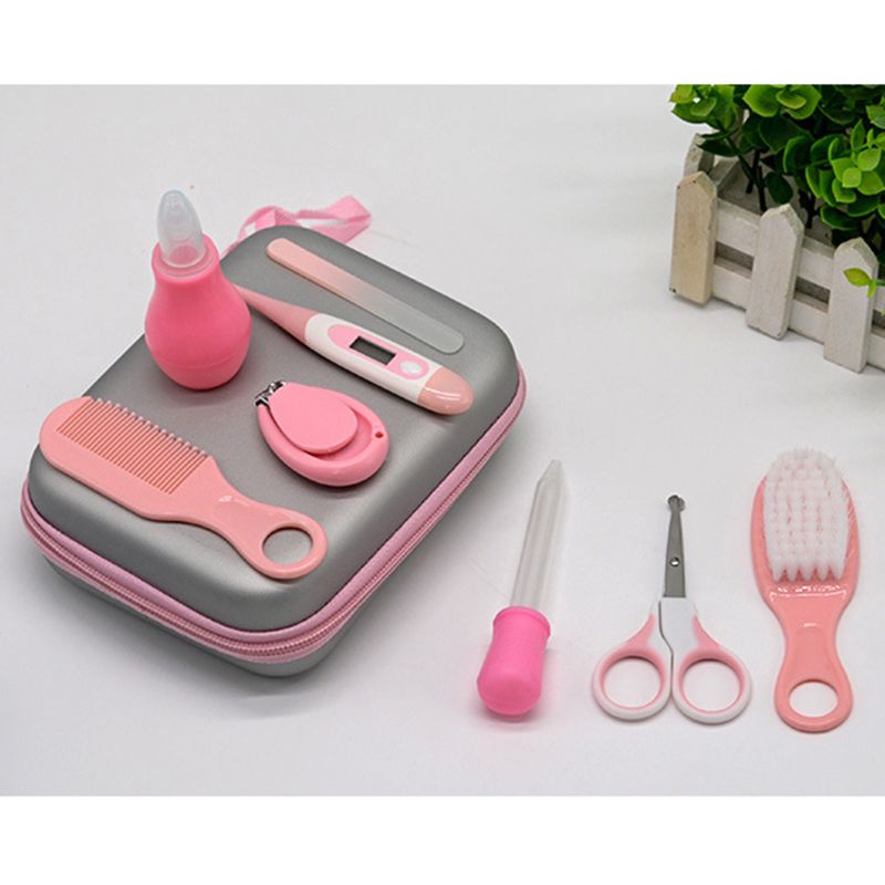 Organize seus filhos higiene 8 pçs/set kit bebê grooming termômetro essencial cuidados com o bebê manicure conjunto ideal para crianças da criança