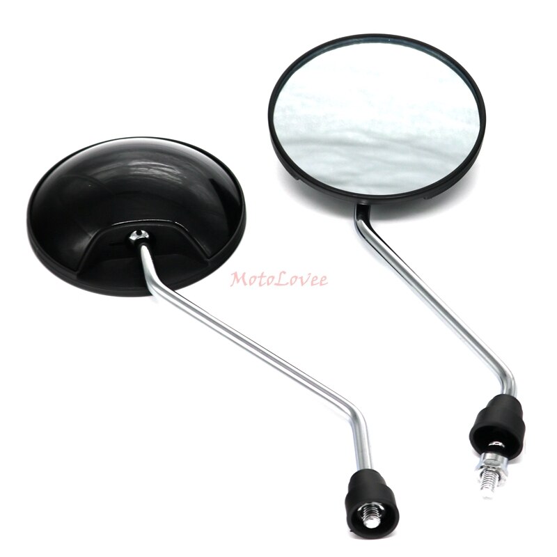 Motolovee Universal Clockwise 8mm Round Motorcycle Rearview Mirrors 360 Degree Convex Moped Scooter Motorbike Side Mirror: black