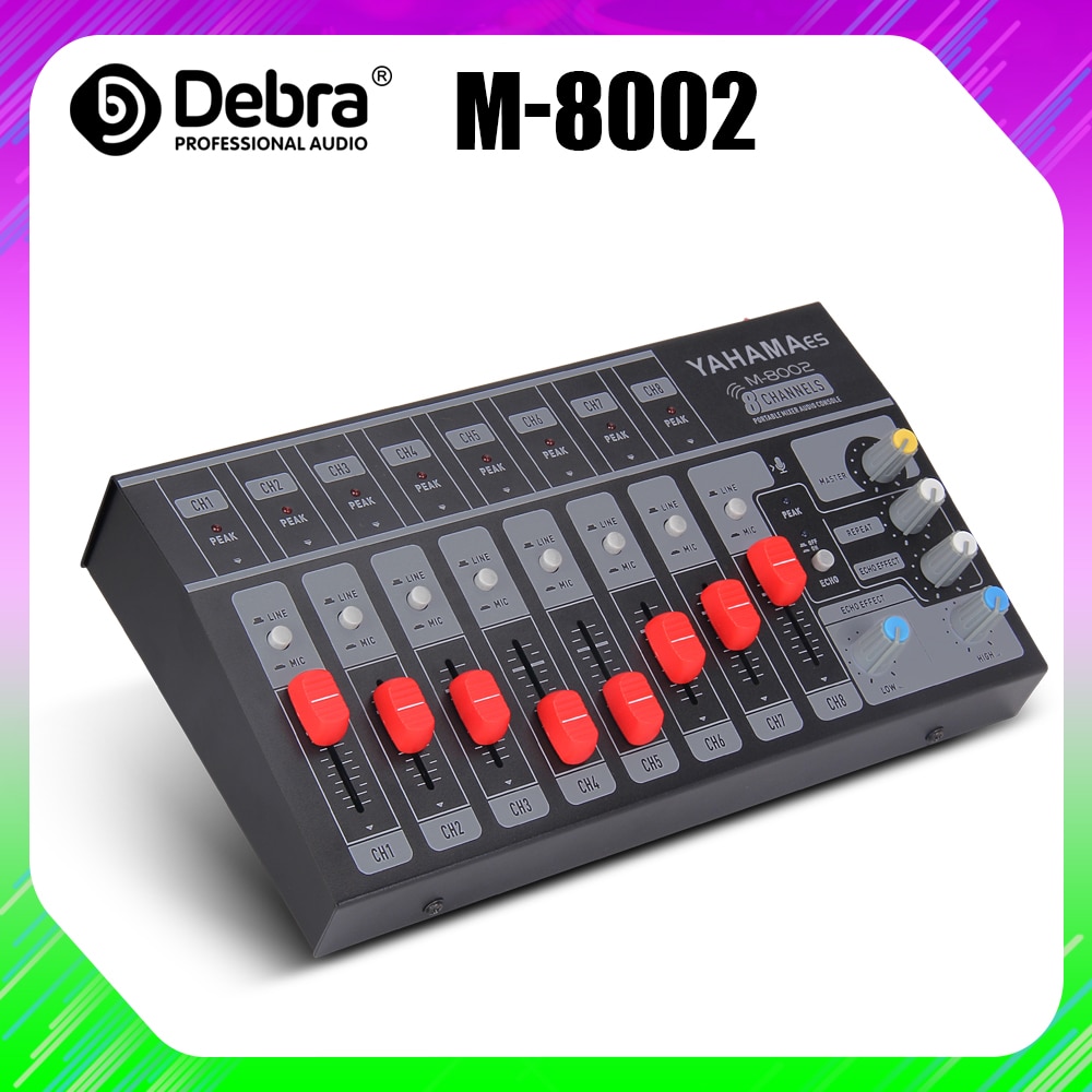 8 Channel single/4 Channel stereo USB Portable Mini mixer audio Console Mixer dj controller Extended for band, stage,karaok