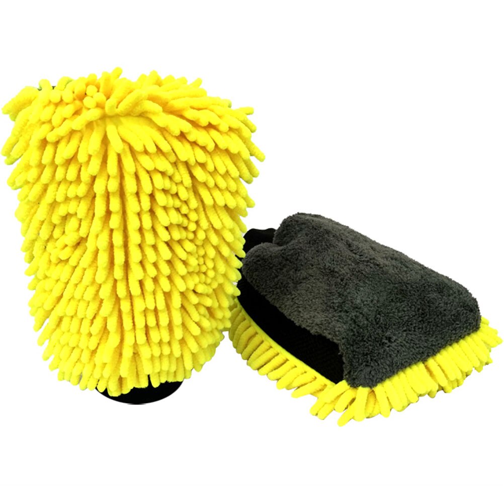 Wasstraat Handschoen Auto Reiniging Auto Brush Cleaner Wol Anti-Kras Wassen Handschoenen Motorfiets Washer Zorg Autowas Detaillering borstel: Geel