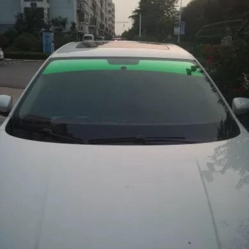 20 x 150cm forreste frontrude folie solbeskyttelse gradient grøn sølv gradient bil toning film sol varmeisolering solskærm