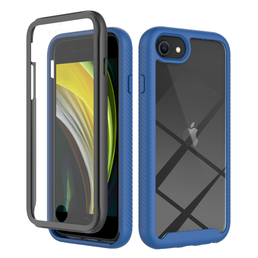 Fit Iphone 6 6S Schokbestendig Clear Case Ingebouwde Screenprotector Full Body Robuuste Verdediger Cover Voor Iphone 7/8 Se2 Se3 Hoesjes: Blauw