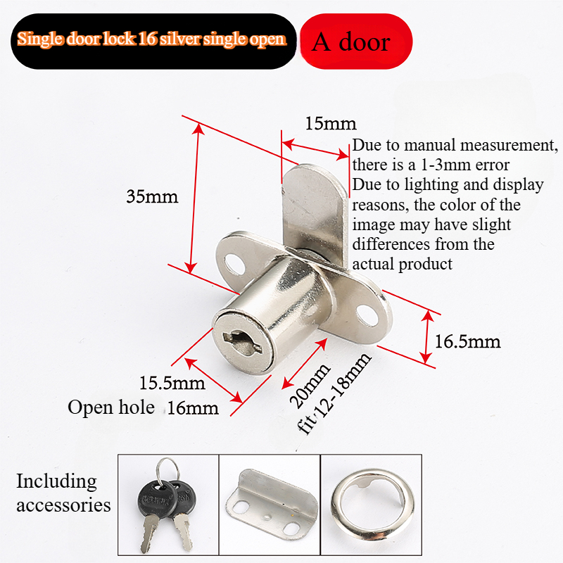 Serratura per porta dell'armadio doppia aperta Serratura per porta dei mobili con linguetta di svolta oposta a forma di 7: Nichel