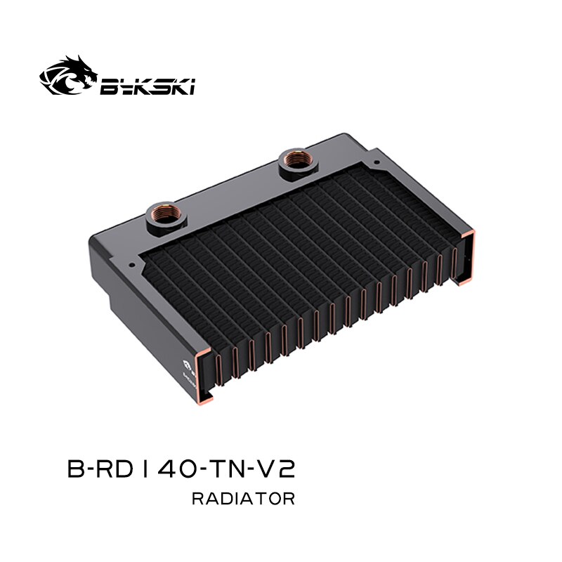 Bykski 28Mm Dikke Koperen + Messing 140Mm Computer Waterafvoer Vloeistof Warmtewisselaar Metalen Radiator Voor 140Mm fans G1/4''