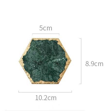 Luxe Antislip Emerald Real Marmer Coaster Mok Plaats Mat Groene Steen Met Gouden Inlay Hittebestendige Trivet Tafel decoratie: D