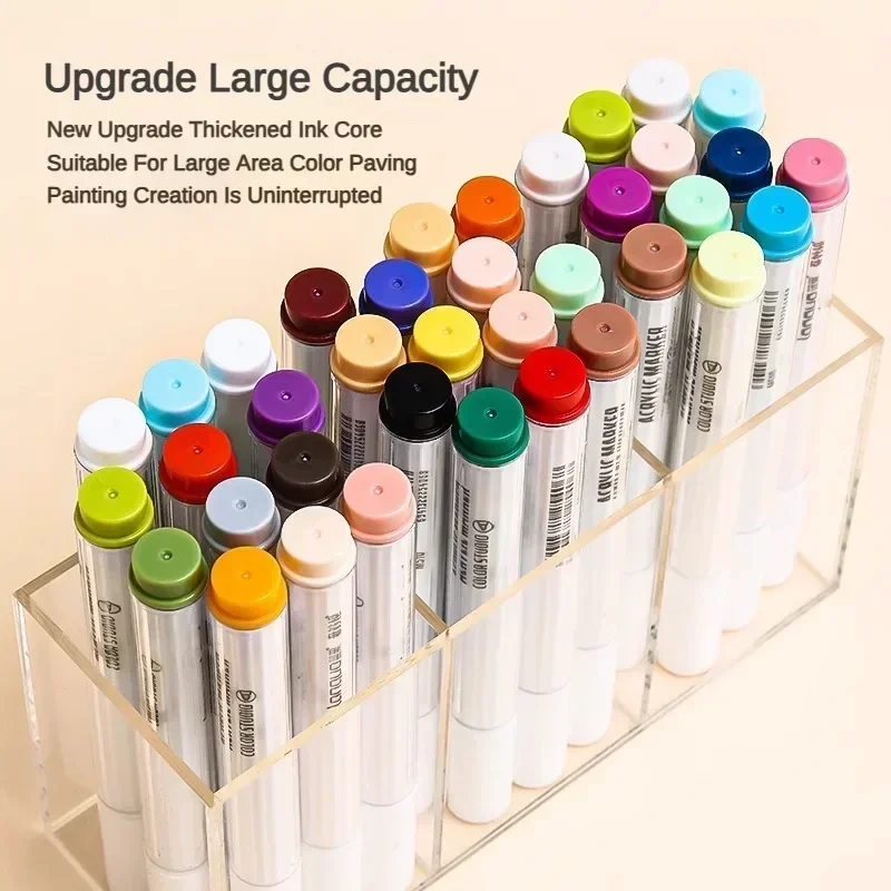 Canetas marcadoras de tinta acrílica, 81/72/63/9 cores, desenho diy para pintura em rocha, tecido de vidro cerâmico, cartão diy, materiais de arte, papelaria