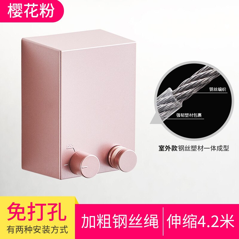 Retractable Clothes Line Dryer Indoor Outdoor Drying Rack ABS Plastic Clothesline Rack Laundry Dryer Telescopic varal WB3003: Clothesline - Pink