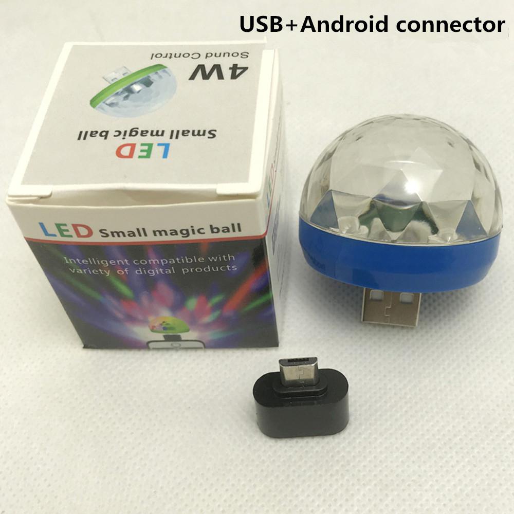 Mini USB Bunte LED Disko Lichter Tragbare Kristall Magie Ball Bühne Lampe mit Adapter für Android Telefon Partei Licht: Blau