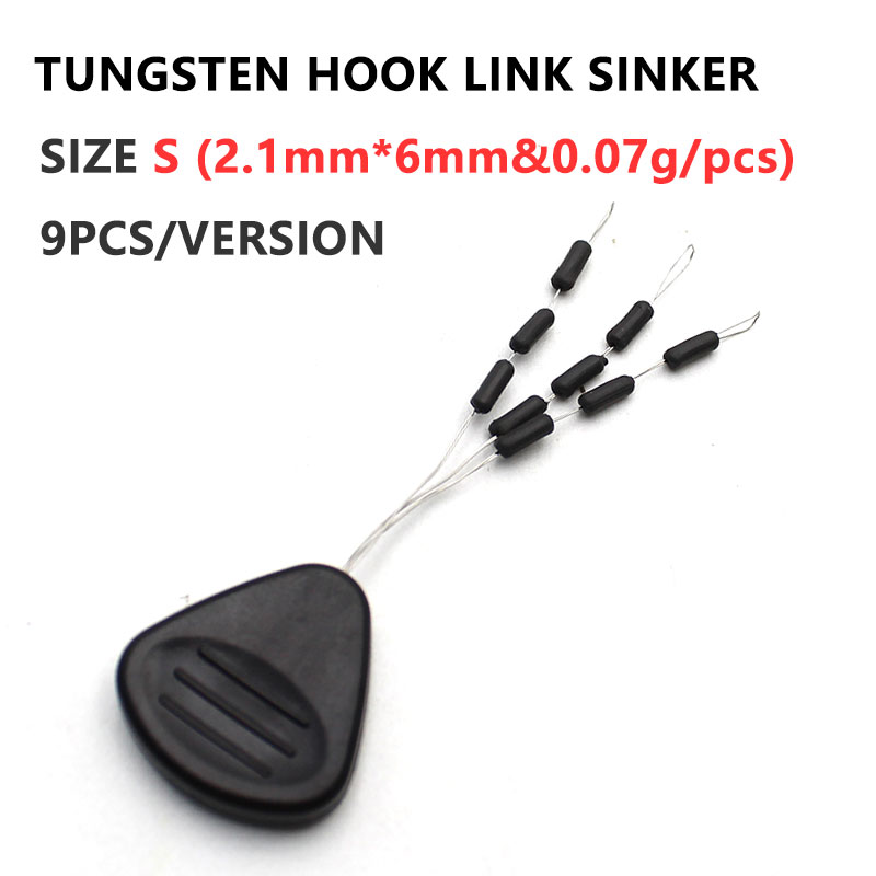 Juego de ganchos de pesca de carpa, kit de 9 unids/paquete de masilla de tungsteno, gancho de plomo, línea de enlaces, Pop Ups, tubo de peso, alineador de manga de gancho: S-black