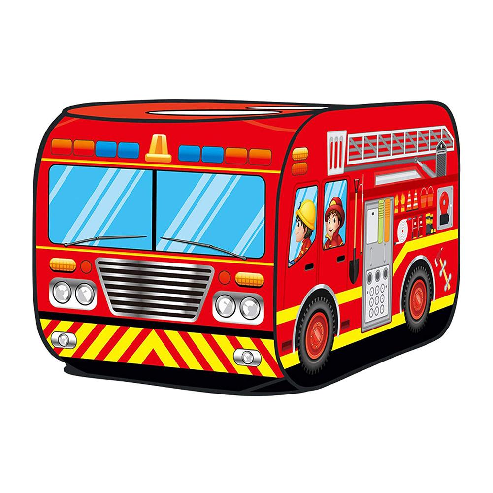 Foldable Playhouse Cloth Fire Truck Police Car Game House Bus Children's Toy Tent Firefighting Model Kids Pop Up Play Tent Toy: Red