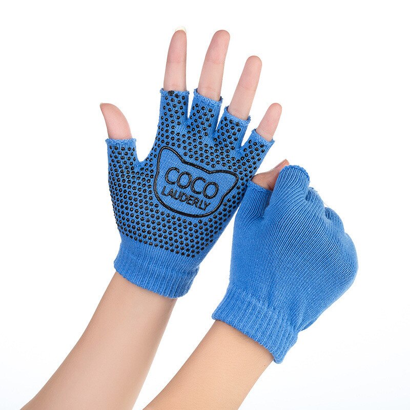 1 paar Professionele Yoga Sokken Vrouwen antislip Vijf Vinger Warme Workout Fitness Exposed Handschoenen 5 Kleuren: Blauw