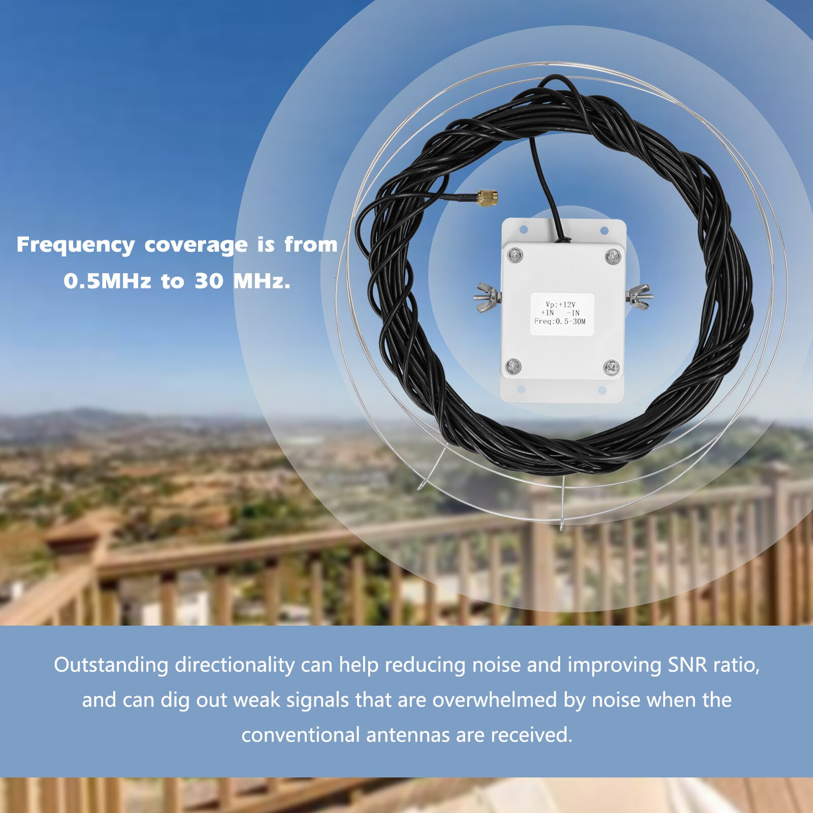 MLA-30+ (plus) Loop Antenna Active Receive Antennas Low Noise Medium Short Waves Antenna with 0.5-30 MHz Frequency