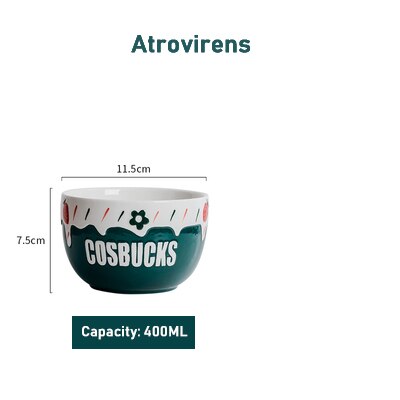 Salad Ceramic Bowls Hand Paint Strawberry Bowl Pasta Fruit Cuit Cereal Bowl Strawberry Salad Bowl Tableware Kitchen Cooking Tool: Atrovirens