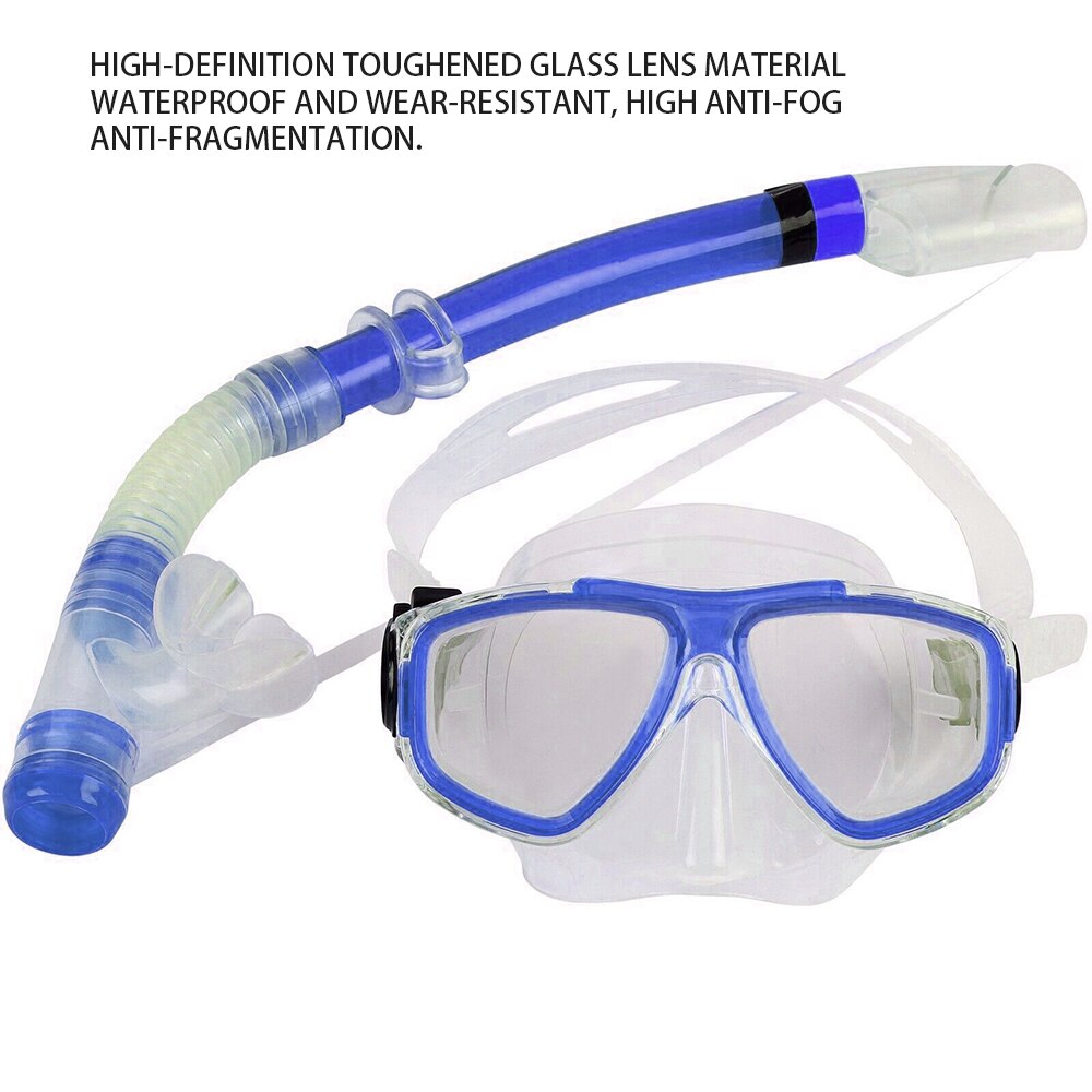 Masque de plongée masque de plongée sous-marine et tubas lunettes lunettes plongée natation facile souffle Tube ensemble piscine: blue