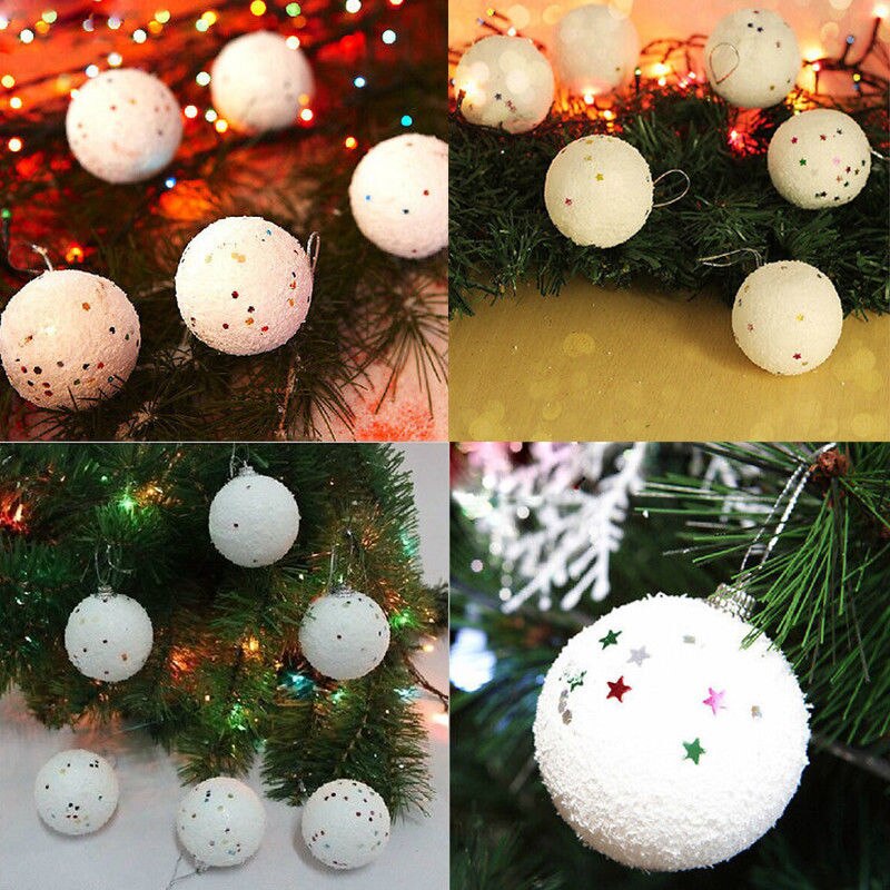 6 stuks/partij kerstbal ornamenten ronde bal kerst familie kerstbal ornamenten boom knutsel glitter