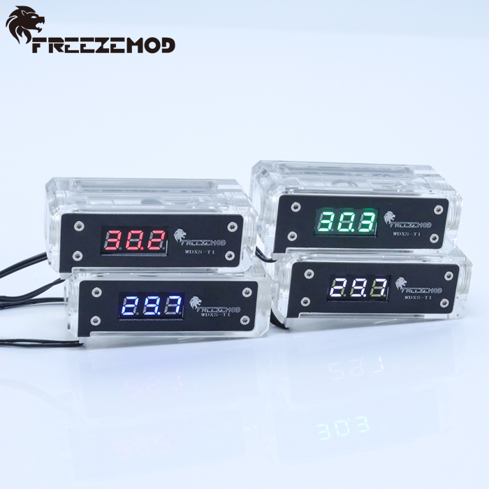 FREEZEMOD Temperature Sensor Mini Moniror Computer Water Cooling Thermometer with Digital Display Screen Acrylic/ POM optional