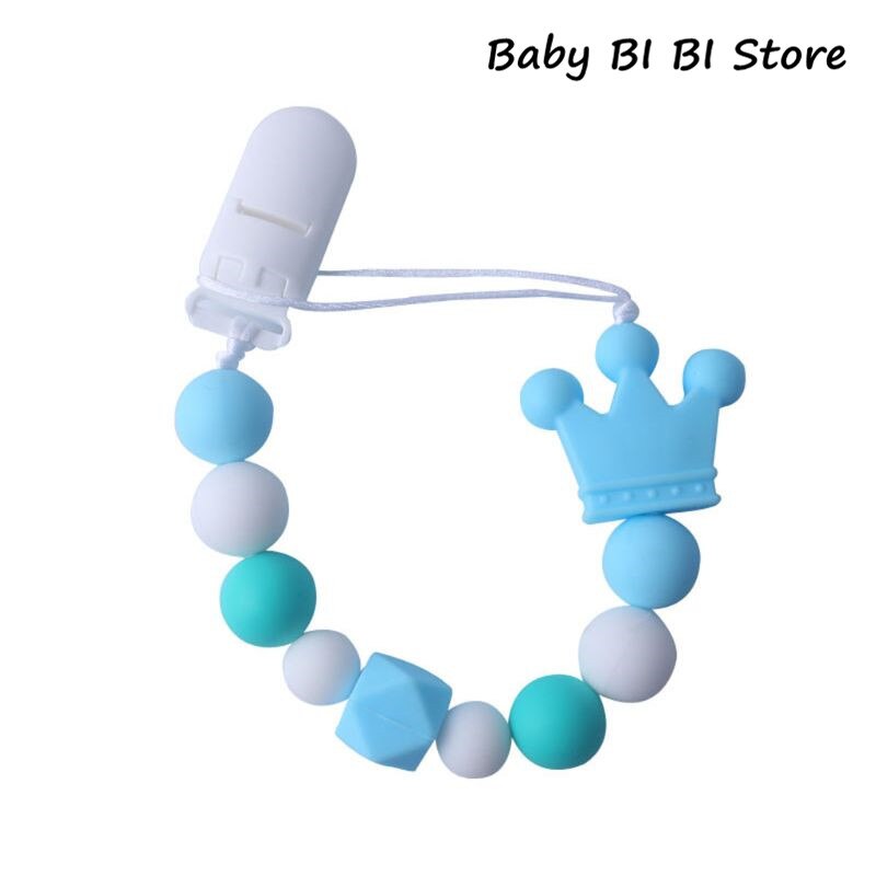 Baby produkter silikone sut kæde spædbørn vedhæftning anti-drop anti-mistet kæder nyfødt badning: Blå