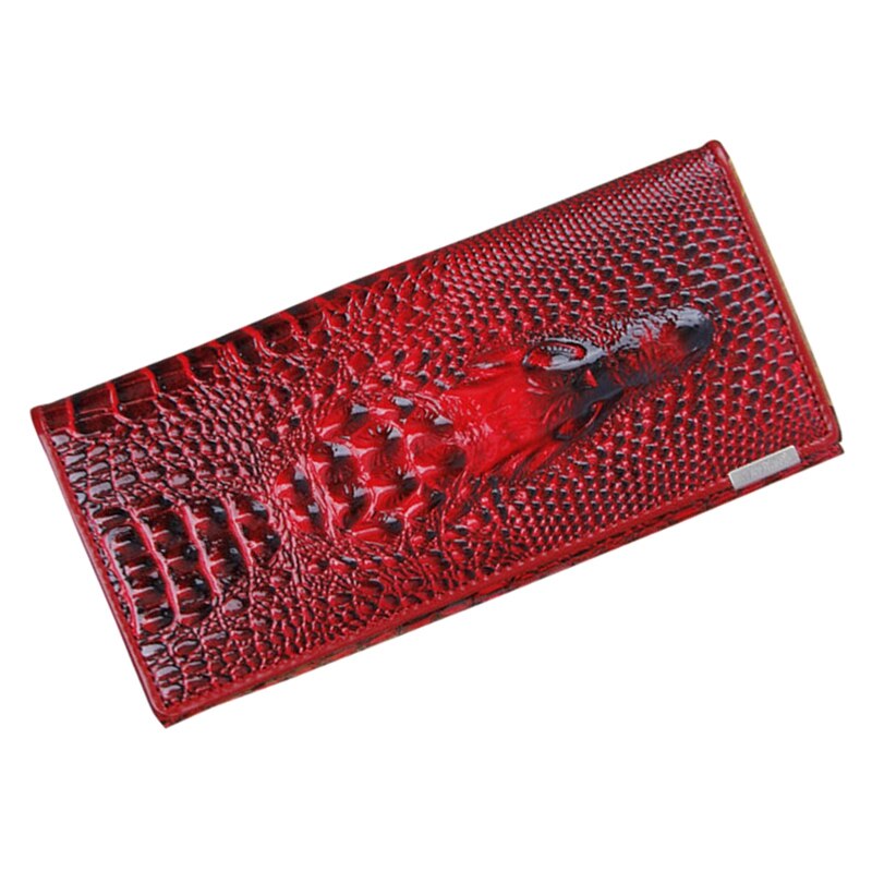 2x dames clutch portemonnees van lakleer met 3d reliëf alligatorprint en krokodillenprint (donkerrood en paars)