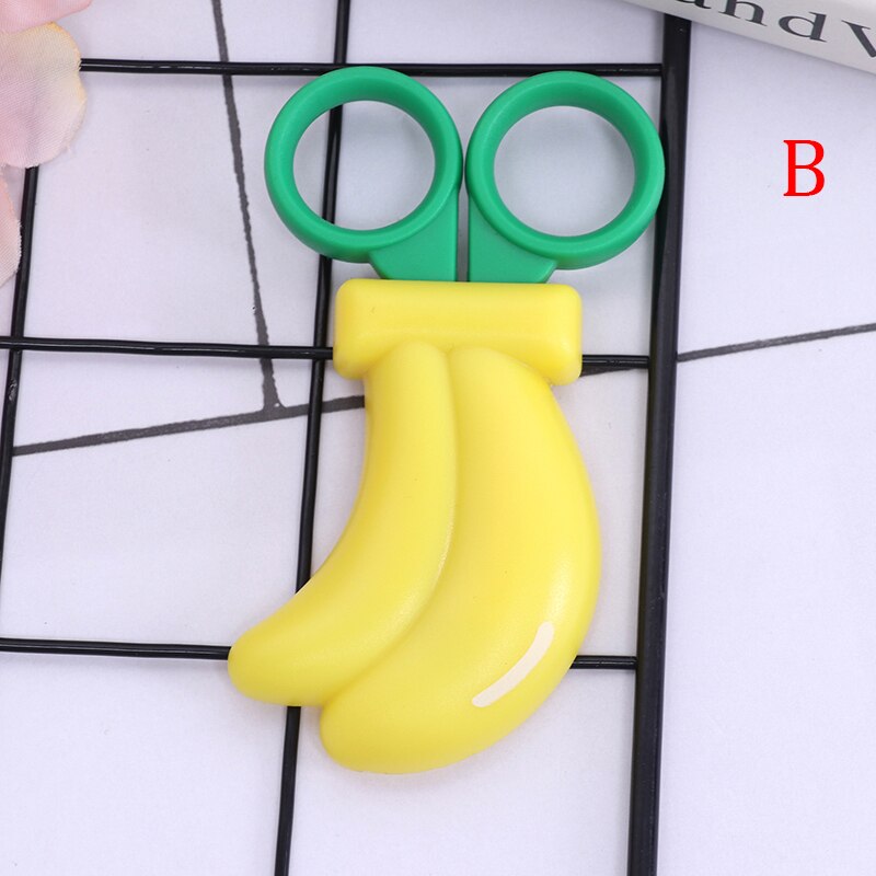 1 Uds. Tijeras bonitas Kawaii para niños con forma de fruta suministros de oficina para estudiantes seguro sin dañar las manos: B